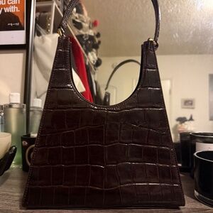 Staud Rey Croc Brown Bag